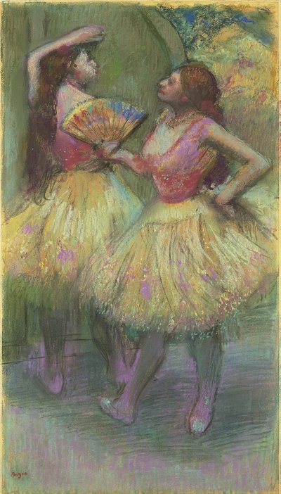 Dos bailarinas antes de salir al escenario, 1888 de Edgar Degas