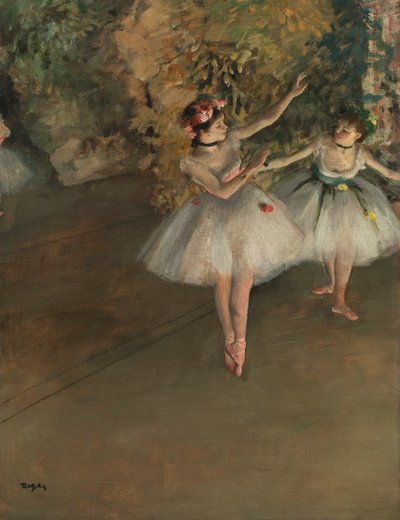 Dos bailarinas en un escenario, 1874 de Edgar Degas