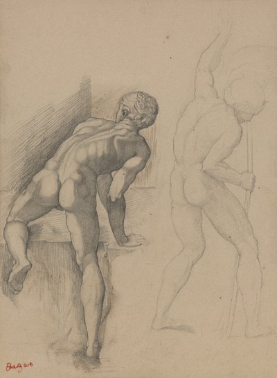 Dos hombres desnudos, 1856-57 de Edgar Degas