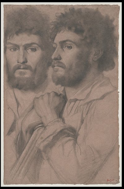 Dos estudios de retrato de un hombre, c.1856-57 de Edgar Degas