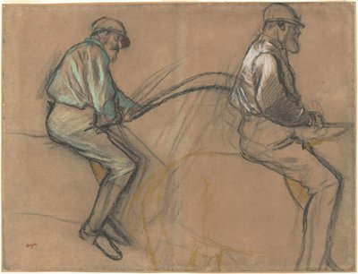 Dos estudios de un jockey, c. 1884 de Edgar Degas