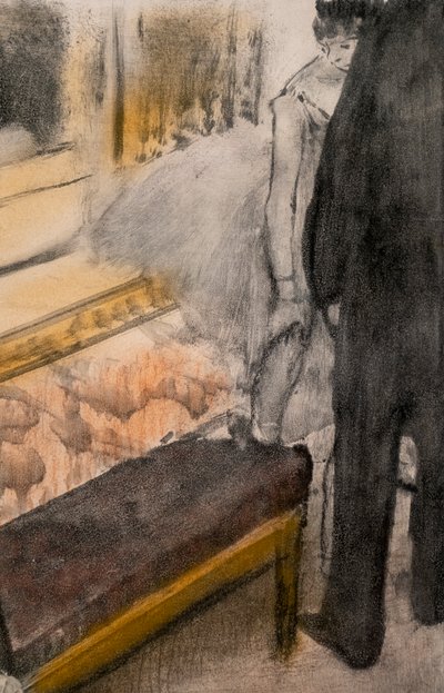 Dos hombres y dos bailarinas (detalle). Alrededor de 1876-1877. de Edgar Degas