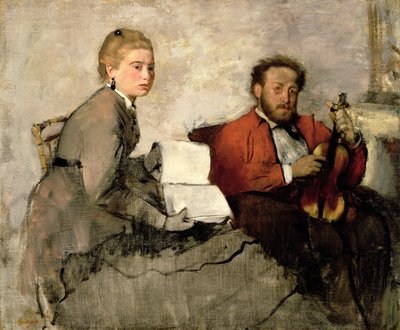 Violinista y Joven Mujer, c.1871 de Edgar Degas