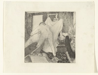 Una mujer sale del baño y su esposa le entrega la toalla
La Sortie du Bain de Edgar Degas