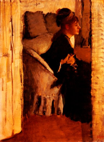 Mujer poniéndose los guantes de Edgar Degas