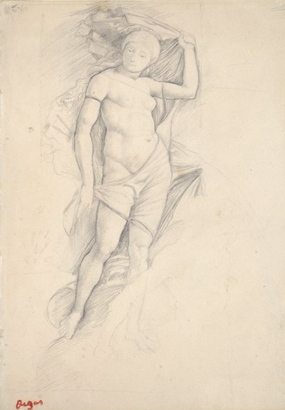 Mujer, parcialmente cubierta, con un ligero estudio de un centauro, abajo a la derecha, finales del siglo XIX de Edgar Degas