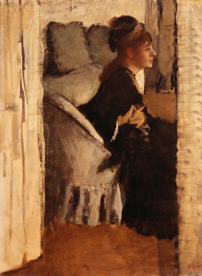 Mujer poniéndose guantes de Edgar Degas