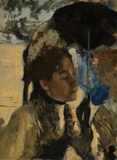 Mujer con sombrilla, c.1880 (óleo sobre lienzo) de Edgar Degas
