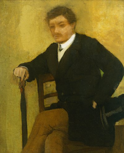 Joven Sentado con Chaqueta y Paraguas de Edgar Degas
