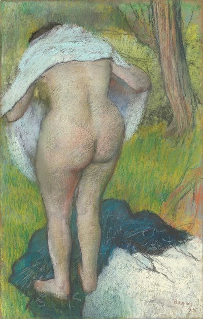 Joven mujer vistiéndose de Edgar Degas