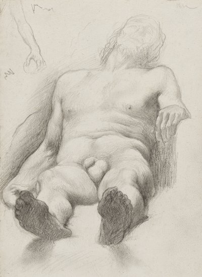 Estudio - Hombre Desnudo Acostado, 1856-58 de Edgar Degas