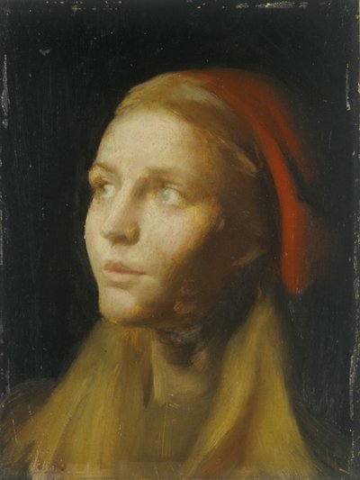 Estudio de la cabeza de una niña (óleo sobre lienzo) de Edgar Herbert Thomas