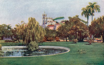 Un rincón de la Praca da Gloria (litografía en color) de Edgar L. Pattison