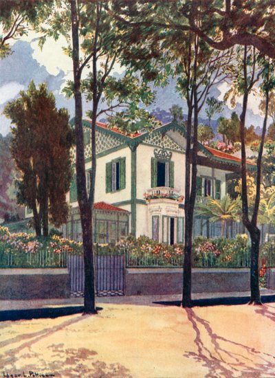 Residencia del Sr. Frank H Walter, Petrópolis (litografía en color) de Edgar L. Pattison
