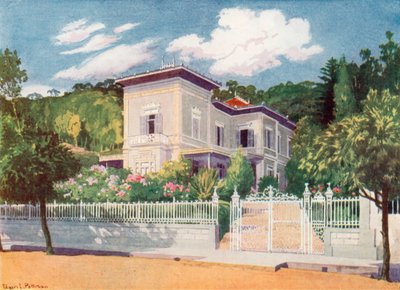 Residencia del Sr. Joseph Walker, Petrópolis (litografía en color) de Edgar L. Pattison