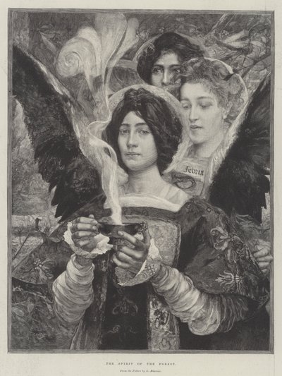 El espíritu del bosque (grabado) de Edgar Maxence