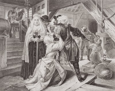 El arresto de Alice Lisle por acoger a fugitivos de la Batalla de Sedgemoor en 1685, de 