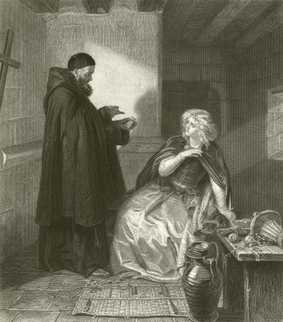 Julieta en la celda de Fray Lorenzo (grabado) de Edgar Melville Ward