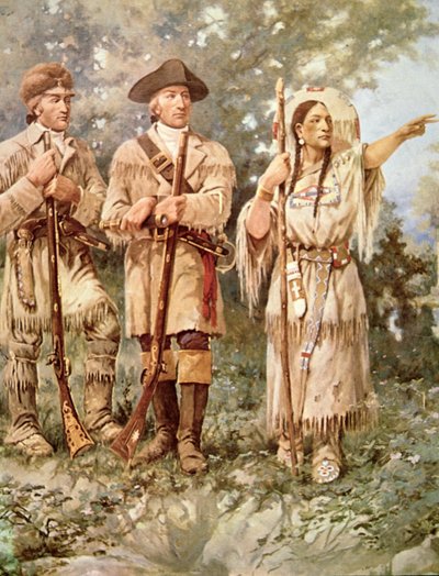 Lewis y Clark con Sacagawea (detalle) de Edgar Samuel Paxson