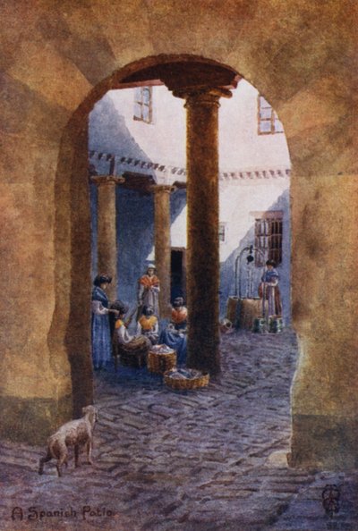 Norte de España: Un Patio Español (litografía en color) de Edgar T. A. Wigram