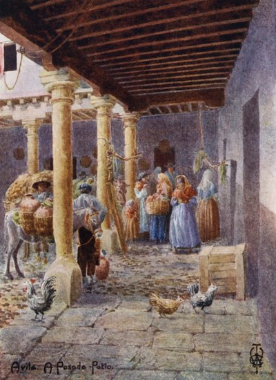 Norte de España: Ávila, A Posada Patio (litografía en color) de Edgar T. A. Wigram