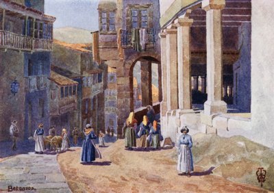 Norte de España: Betanzos, A Colonnaded Calle (litografía en color) de Edgar T. A. Wigram