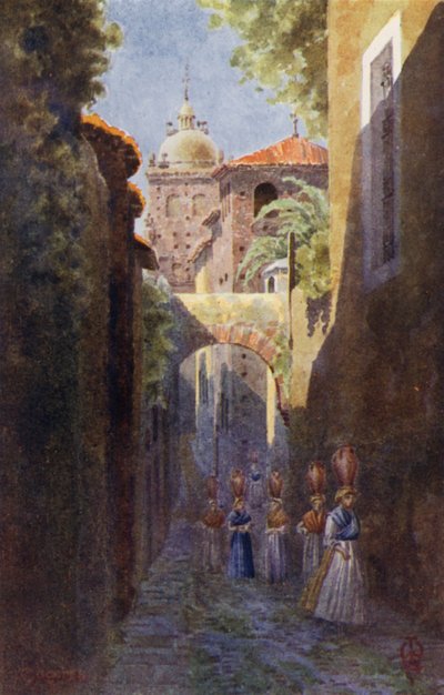 Norte de España: Cáceres, dentro de las antiguas murallas (litografía en color) de Edgar T. A. Wigram