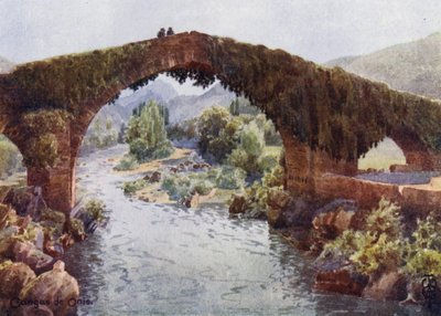 Norte de España: Cangas de Onís, El Puente sobre el Sella (litografía en color) de Edgar T. A. Wigram