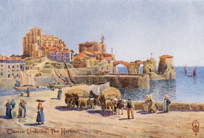 Norte de España: Castro Urdiales, El Puerto (litografía en color) de Edgar T. A. Wigram