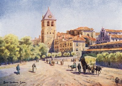 Norte de España: León, Iglesia de San Isidoro (litografía en color) de Edgar T. A. Wigram
