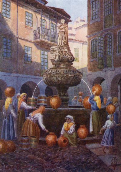 Norte de España: Lugo, Fuente de San Vicente (litografía en color) de Edgar T. A. Wigram