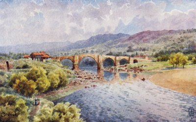 Norte de España: Orense, El Puente sobre el Mino (litografía en color) de Edgar T. A. Wigram