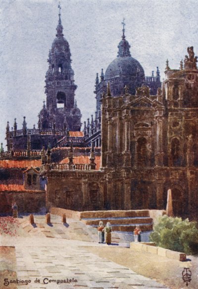 Norte de España: Santiago de Compostela, La Catedral desde el Noreste (litografía en color) de Edgar T. A. Wigram