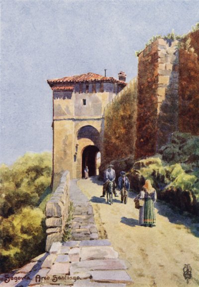 Norte de España: Segovia, Arco Santiago (litografía en color) de Edgar T. A. Wigram