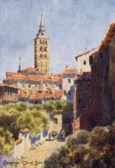 Norte de España: Segovia, Iglesia de San Esteban (litografía en color) de Edgar T. A. Wigram