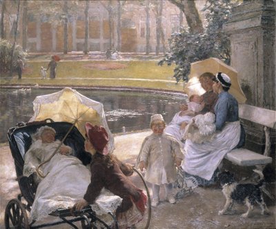 En la esquina del parque (óleo sobre lienzo) de Edgard Farasyn