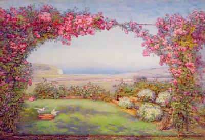 Un jardín con un arco de rosas de Edith Helena Adie