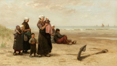 Esperando el regreso de los barcos en la playa de Katwijk de Edith Hume