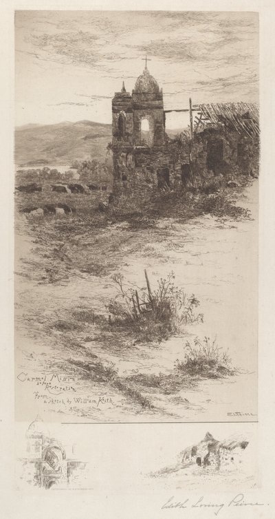 Misión Carmel antes de la restauración de Edith Loring Peirce Getchell, after William Keith