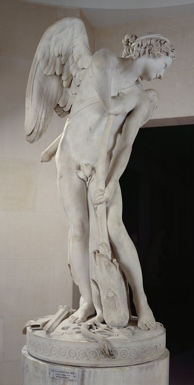 Cupido tallando su arco del garrote de Hércules de Edmé Bouchardon