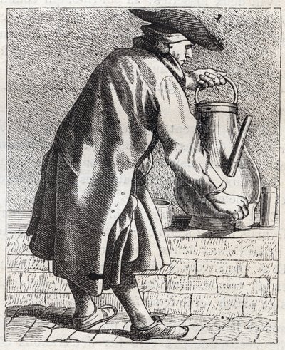 El vendedor de café - Pequeño oficio de París (Études prises dans le bas Peuple, ou les Cris de Paris) - grabado por Edme Bouchardon (1698-1762) de Edmé Bouchardon