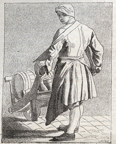El vendedor de vinagre - Pequeño oficio de París (Estudios tomados del bajo pueblo, o los gritos de París) - grabado por Edme Bouchardon (1698-1762) de Edmé Bouchardon