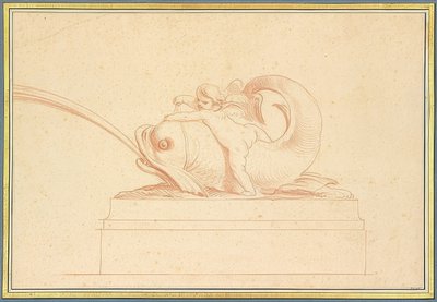 Delfín escupiendo agua hacia la izquierda con un amorcillo. 1737 de Edmé Bouchardon