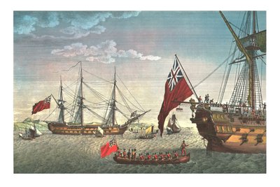 Napoleón aborda el Northumberland para su viaje a Santa Elena, 8 de agosto de 1815, c1850 de Edme Bovinet