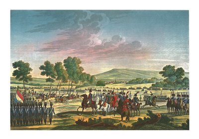 La Guardia Imperial maniobrando en presencia de los dos emperadores en Tilsit, 28 de junio de 1807, c1850 de Edme Bovinet