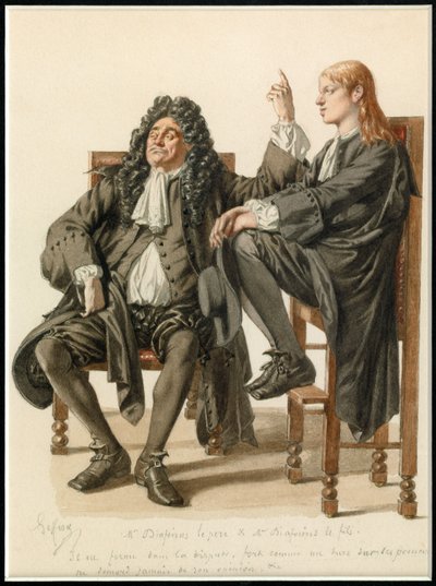 Retrato de Monsieur Diafoirus pere et fils, c.1870 (acuarela) de Edmond Aime Florentin Geffroy