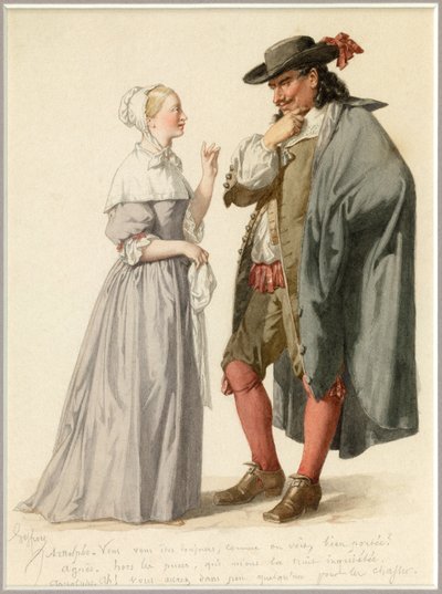 Retrato de Agnes y Arnolphe, c.1870 (acuarela) de Edmond Aime Florentin Geffroy