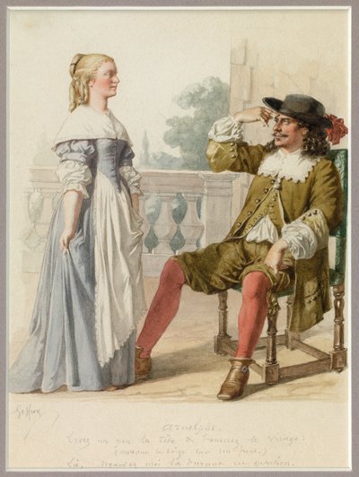 Retrato de Agnes y Arnolphe, c.1870 (acuarela) de Edmond Aime Florentin Geffroy