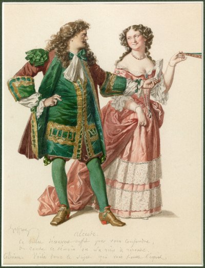 Retrato de Alceste y Celimene, c.1870 (acuarela) de Edmond Aime Florentin Geffroy