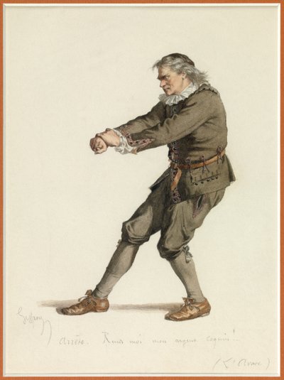 Retrato de Harpagon, c.1870 (acuarela) de Edmond Aime Florentin Geffroy